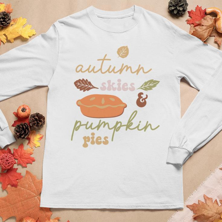 Cute Autumn Skies Pumpkin Pies Fall Season Women Graphic Long Sleeve T-shirt Funny Gifts
