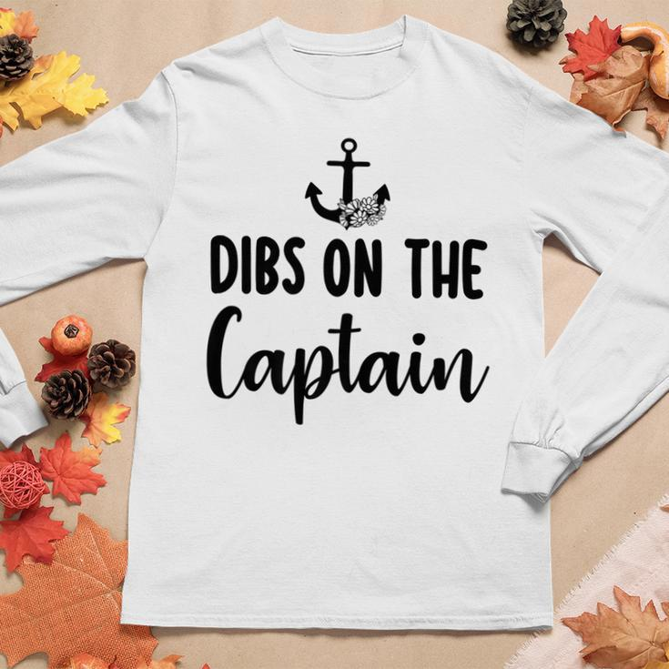 Funny Captain Wife Dibs On The Captain Quote Anchor Sailing  V2 Women Graphic Long Sleeve T-shirt Personalized Gifts