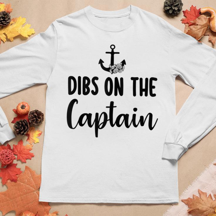 Funny Captain Wife Dibs On The Captain Quote Anchor Sailing V3 Women Graphic Long Sleeve T-shirt Personalized Gifts