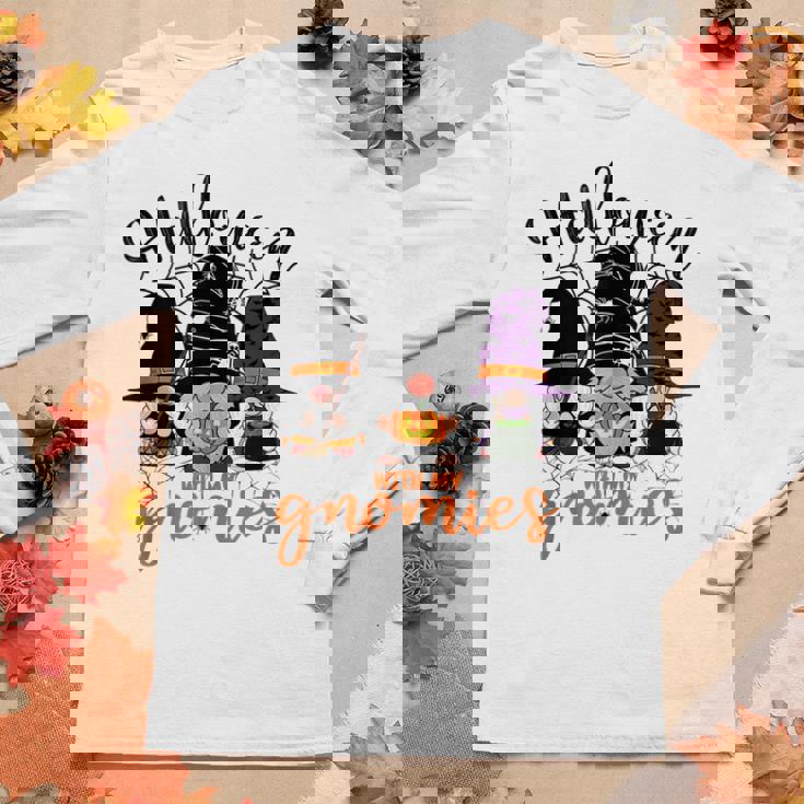 Gnomes Halloween With My Gnomies Witch Garden Gnome Women Graphic Long Sleeve T-shirt Personalized Gifts Gnomes Halloween With My Gnomies Witch Garden Gnome Women Graphic Long Sleeve T-shirt Personalized Gifts