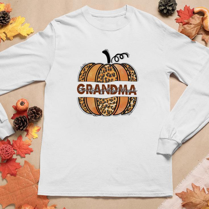 Grandma Pumpkin Thankful Grateful Blessed Fall Season Women Graphic Long Sleeve T-shirt Funny Gifts