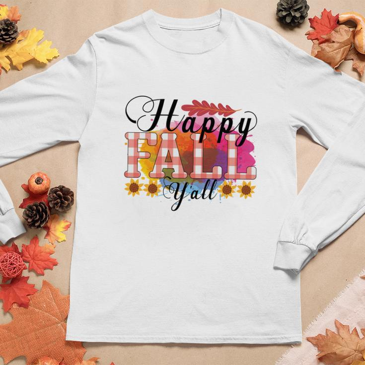 Happy Fall Yall Sunflowers Women Graphic Long Sleeve T-shirt Funny Gifts