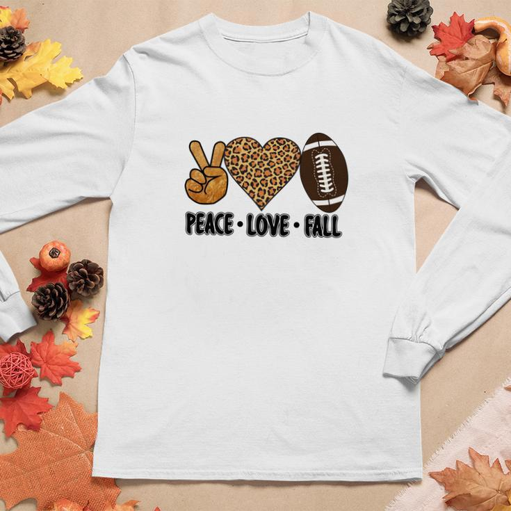 Peace Love Fall Football Leopard Heart Women Graphic Long Sleeve T-shirt Funny Gifts