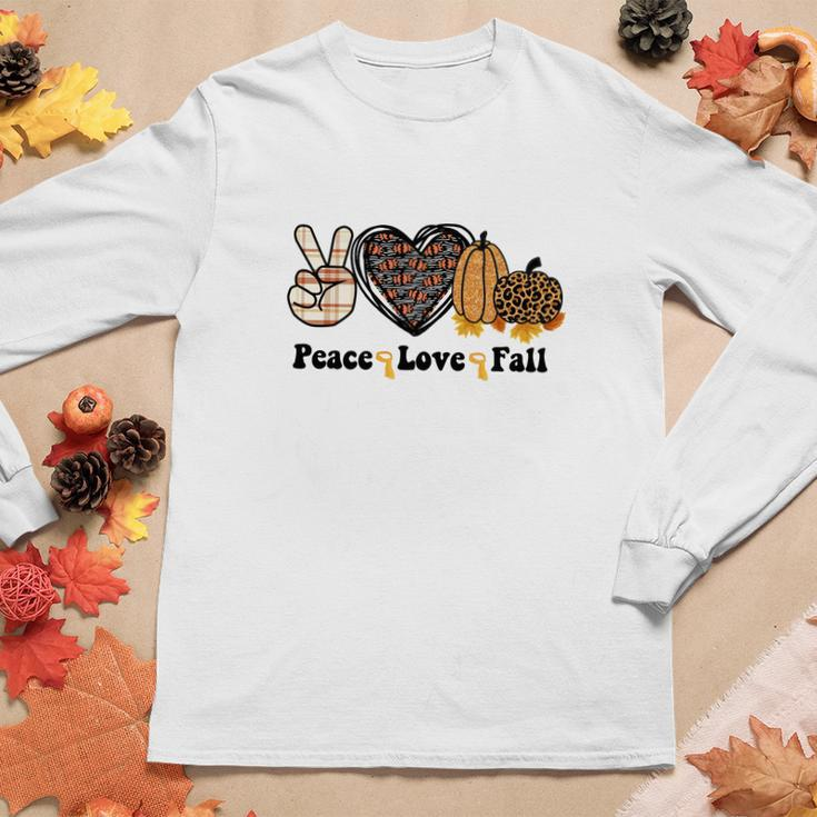 Peace Love Fall Pumpkin Heart Women Graphic Long Sleeve T-shirt Funny Gifts