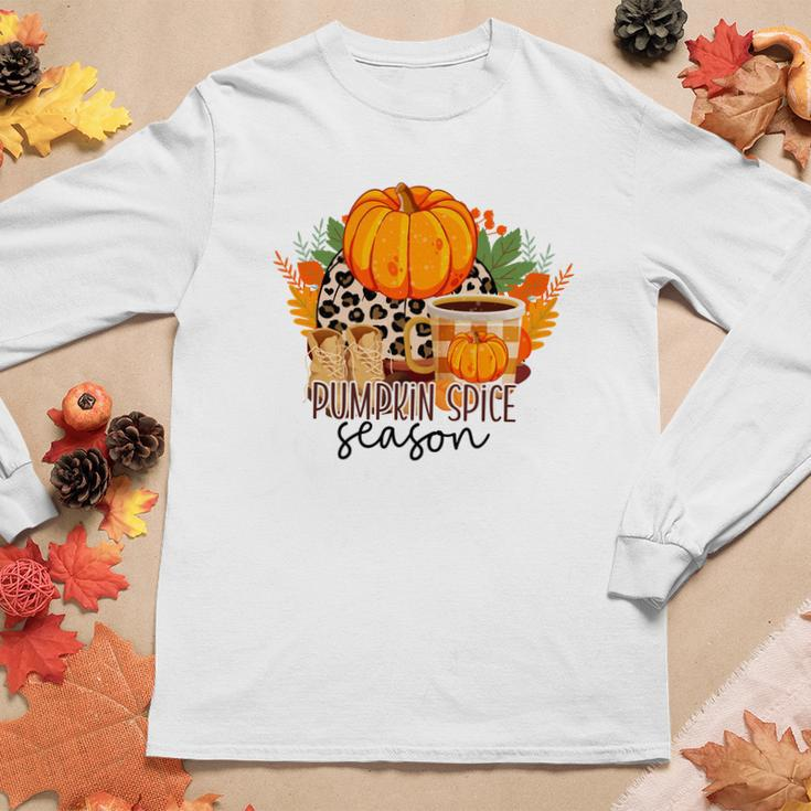 Pumpkin Spice Season Sweater Weather Fall Women Graphic Long Sleeve T-shirt Funny Gifts