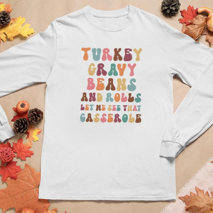 Retro Thanks Givingturkey Gravy Beans Women Graphic Long Sleeve T-shirt Funny Gifts