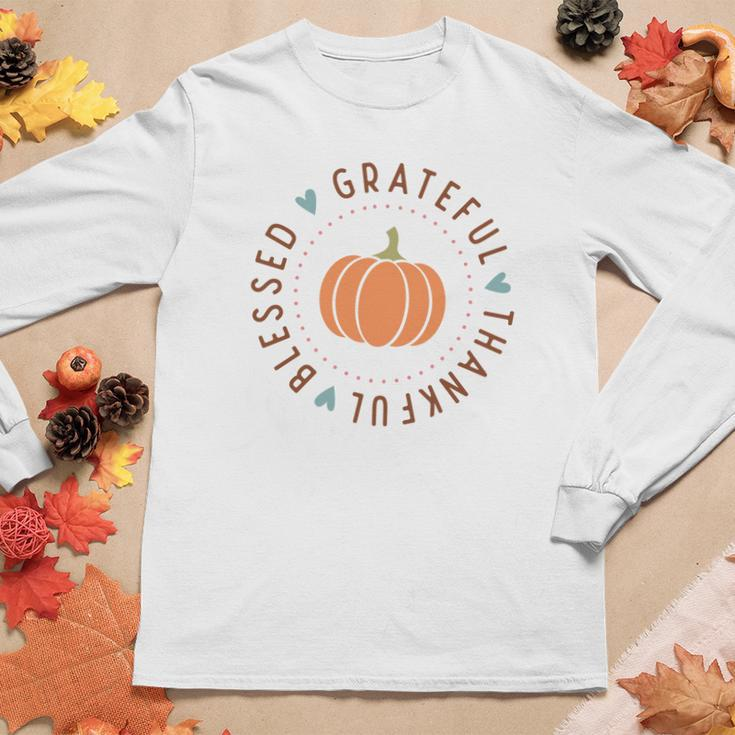 Thanksgiving Grateful Thankful Blessed V2 Women Graphic Long Sleeve T-shirt Funny Gifts