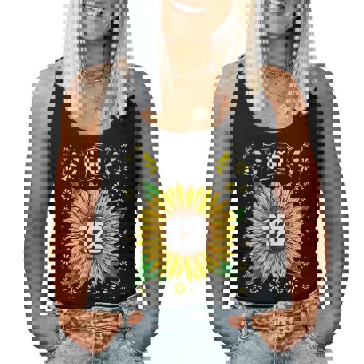 12Th Birthday Girl Sunflower 12 Year Old Sunflower Party Women Tank Top Basic Casual Daily Weekend Graphic