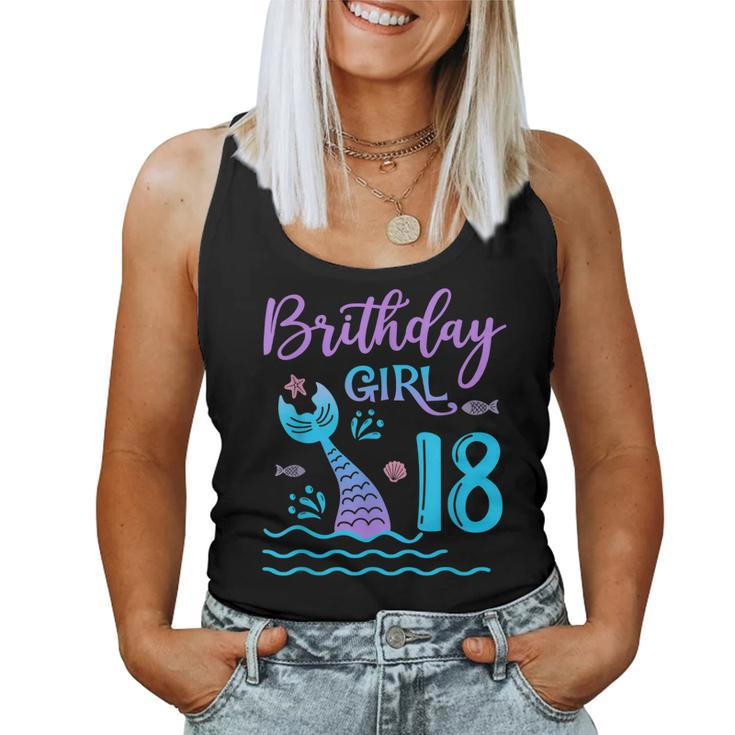 18 Year Old Gift Mermaid Tail 18Th Birthday Girl Daughter  Women Tank Top Basic Casual Daily Weekend Graphic