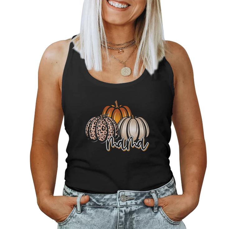 Mama Pumpkin Leaopard Orange Pumpkins Fall Women Tank Top Basic Casual Daily Weekend Graphic