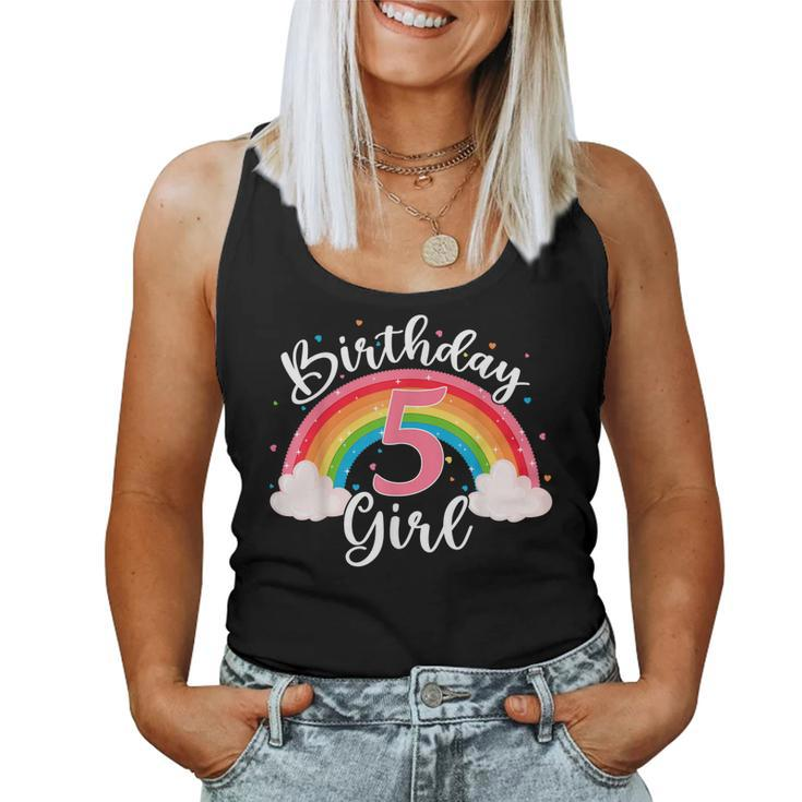 5 Years Old Birthday Girl Rainbow For Girls 5Th Birthday  Women Tank Top Basic Casual Daily Weekend Graphic