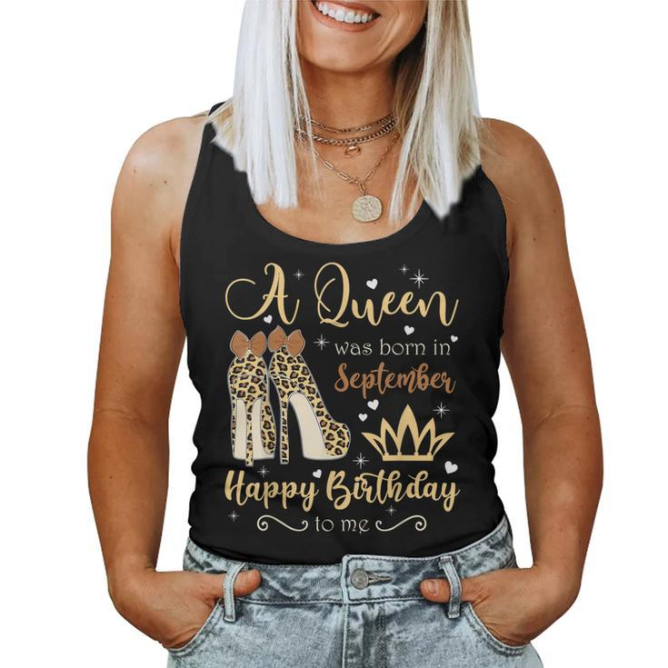 A Queen Was Born In September Birthday For Women Leopard  Women Tank Top Basic Casual Daily Weekend Graphic