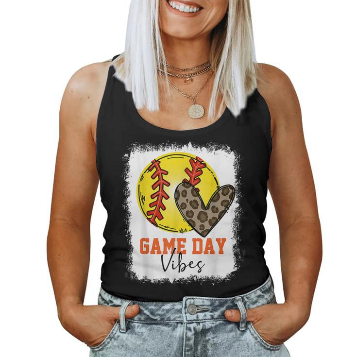 Bleached Softball Game Day Vibes Softball Mom Game Day  Women Tank Top Basic Casual Daily Weekend Graphic