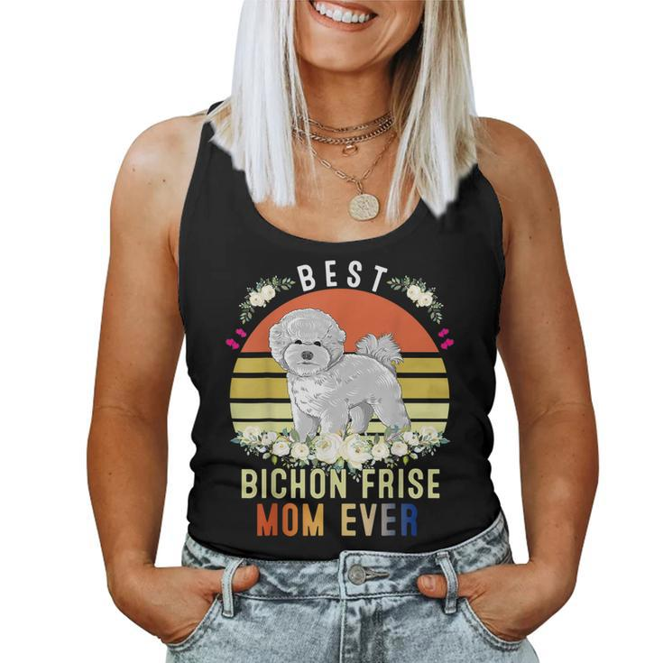 Cute Best Bichon Frise Mom Ever Retro Vintage Puppy Lover  Women Tank Top Basic Casual Daily Weekend Graphic