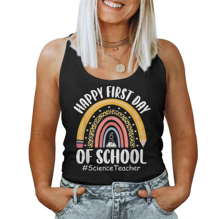 First Day Of School Science Teacher Rainbow Back To School  Women Tank Top Basic Casual Daily Weekend Graphic