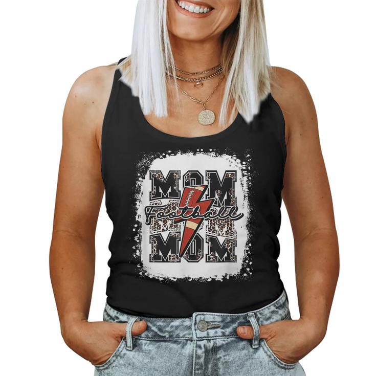 Funny Football Mom Retro Lightning Bolt Leopard Game Day  Women Tank Top Basic Casual Daily Weekend Graphic