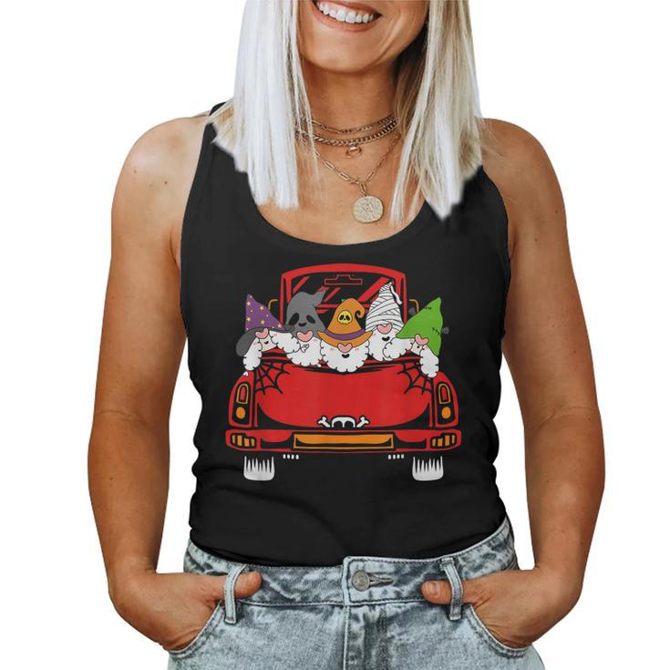 Gnome Riding Car Lazy Halloween Costume Ghost Witch Mummy  Women Tank Top Basic Casual Daily Weekend Graphic
