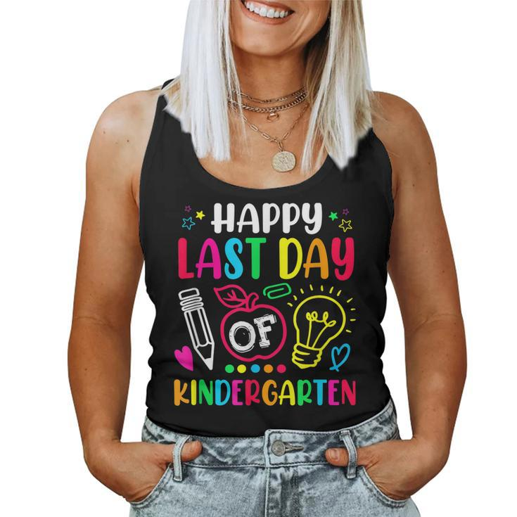 Happy Last Day Of Kindergarten School Funny Teacher Students  Women Tank Top Basic Casual Daily Weekend Graphic