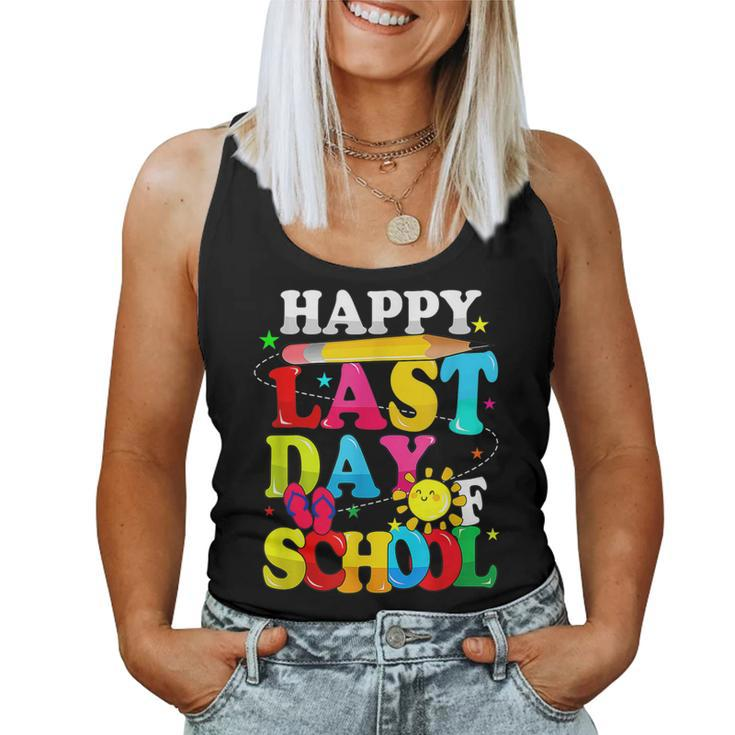 Happy Last Day Of School Students Teachers End Of The Year  Women Tank Top Basic Casual Daily Weekend Graphic