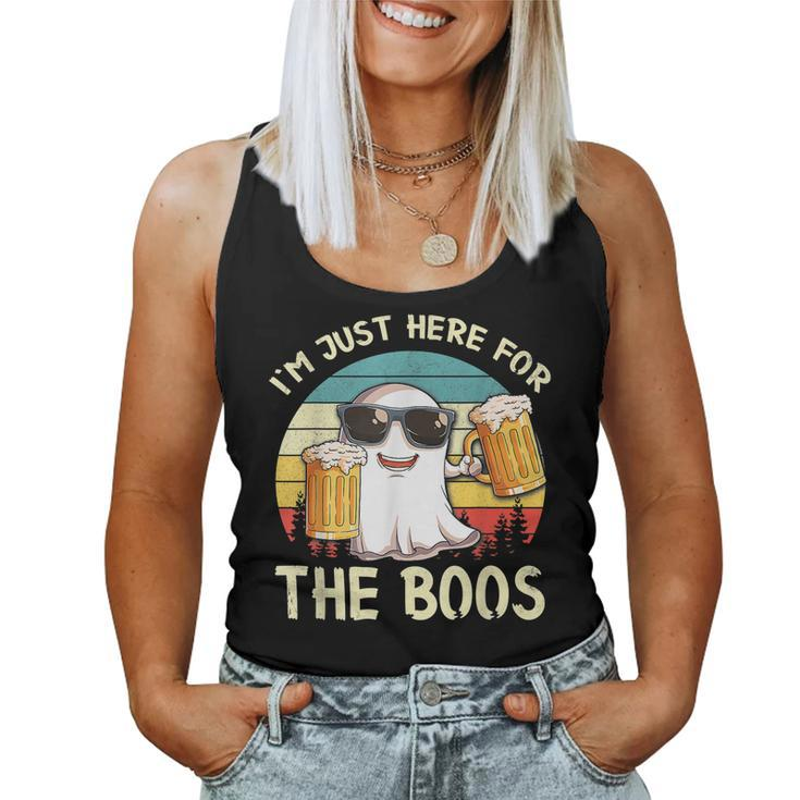 Im Just Here For The Boos Funny Halloween Beer Lovers Drink  Women Tank Top Basic Casual Daily Weekend Graphic