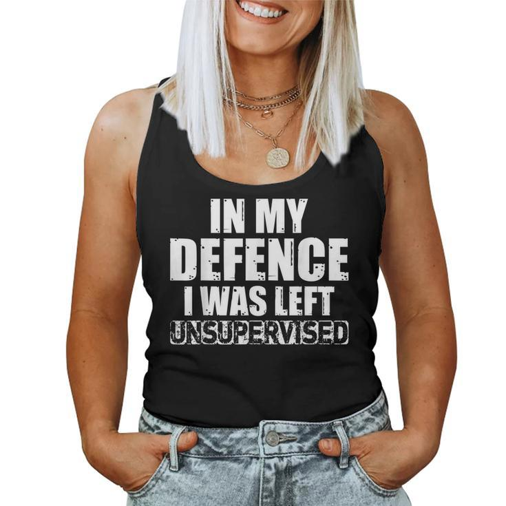 In My Defense I Was Left Unsupervised Retro Vintage Distress  Women Tank Top Basic Casual Daily Weekend Graphic