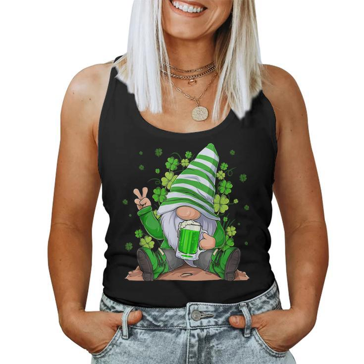 Irish Gnome Drink Beer Lucky Shamrock Gnome St Patricks Day  Women Tank Top Basic Casual Daily Weekend Graphic