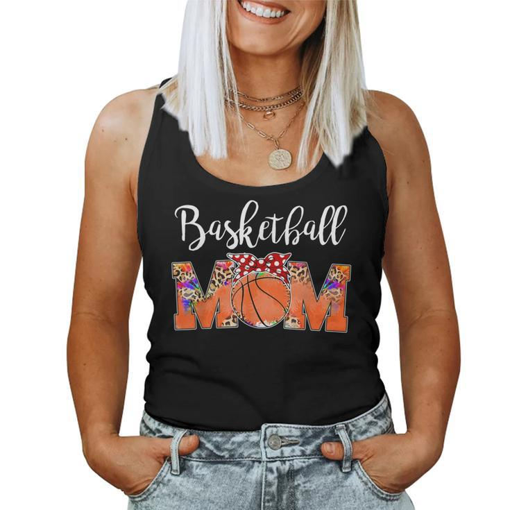 Leopard Basketball Mom Game Day Mom Life Tie Dye Mothers Day  Women Tank Top Basic Casual Daily Weekend Graphic