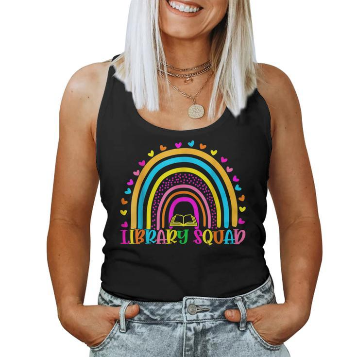 Library Squad Rainbow Teacher Librarian Bookworm Book Lover  Women Tank Top Basic Casual Daily Weekend Graphic