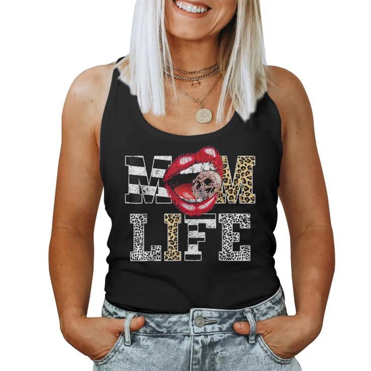 Mom Life Leopard Lip Skull Red Lip Mothers Day  Women Tank Top Basic Casual Daily Weekend Graphic