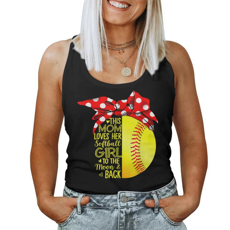 Mom Loves Her Softball Girl Baseball Bandana Mothers Day  Women Tank Top Basic Casual Daily Weekend Graphic