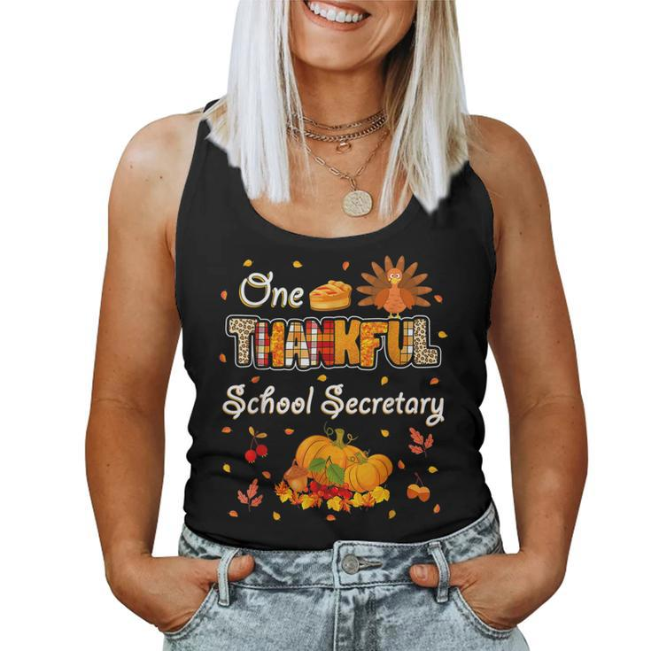 One Thankful School Secretary Fall Autumn Thanksgiving  Women Tank Top Basic Casual Daily Weekend Graphic
