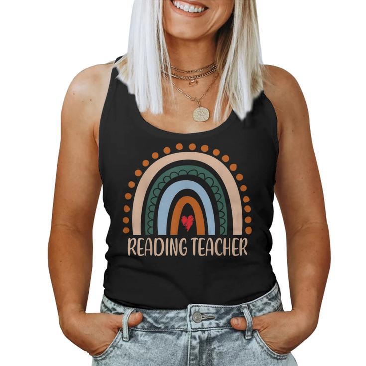 Reading Teacher Rainbow Appreciation Day Back To School  Women Tank Top Basic Casual Daily Weekend Graphic