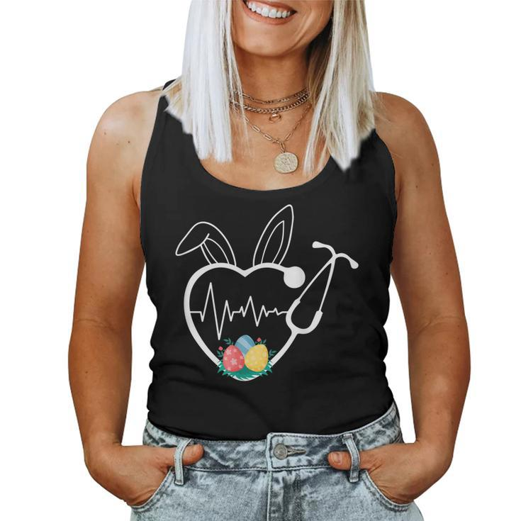 Stethoscope Love Easter Nurse Life Egg Nurse Easter Bunny  Women Tank Top Basic Casual Daily Weekend Graphic