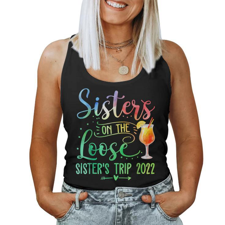 Tie Dye Sisters On The Loose Sisters Weekend Trip 2022  Women Tank Top Basic Casual Daily Weekend Graphic