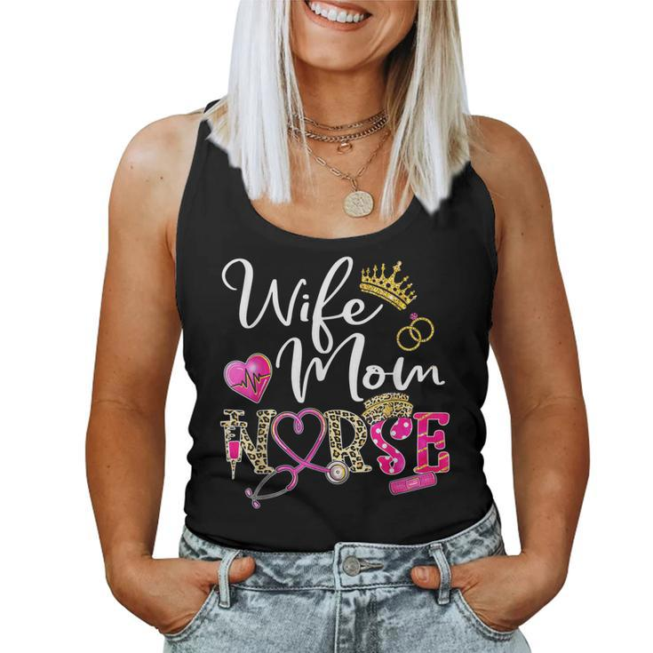 Wife Mom Nurse Leopard For Womens Mom Nurse Mothers Day  Women Tank Top Basic Casual Daily Weekend Graphic