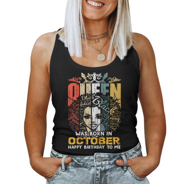 Womens A Queen Was Born In October Happy Birthday To Me  Women Tank Top Basic Casual Daily Weekend Graphic