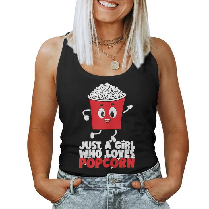 Womens Cool Just A Girl Who Loves Popcorn Girls Popcorn Lovers  Women Tank Top Basic Casual Daily Weekend Graphic