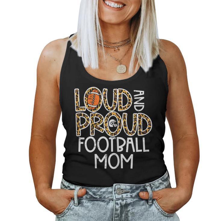 Womens Leopard Loud & Proud American Football Mom Family Mama Mommy  Women Tank Top Basic Casual Daily Weekend Graphic