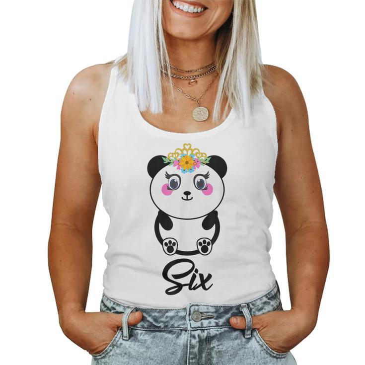 6 Year Old Gifts Cute Panda Birthday Girl 6Th Birthday Funny  Women Tank Top Basic Casual Daily Weekend Graphic