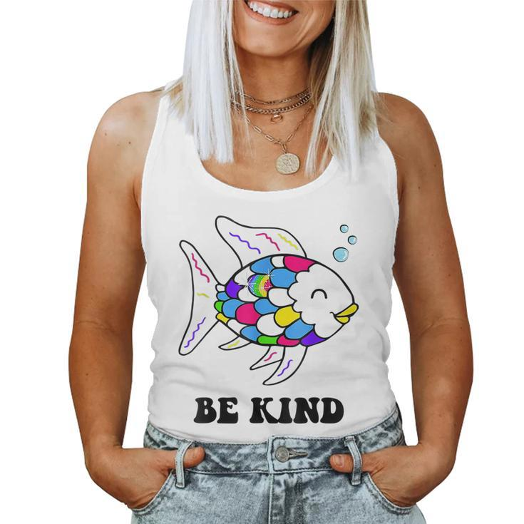 Be Kind Rainbow Fish Teacher Life Teaching Back To School  Women Tank Top Basic Casual Daily Weekend Graphic