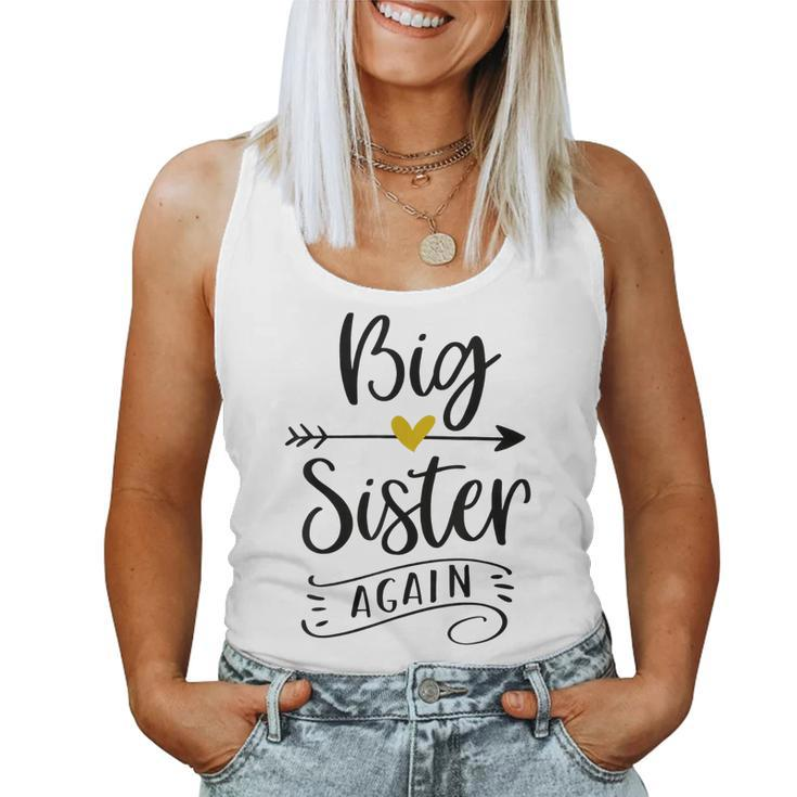 Big Sister Again Funny New Sister To Be  Women Tank Top Basic Casual Daily Weekend Graphic