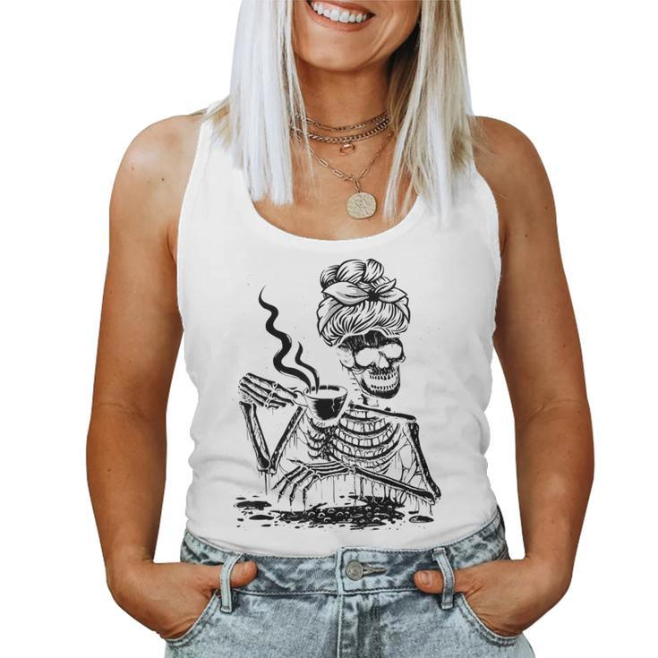 Coffee Drinking Skeleton Lazy Diy Halloween Costume Women  V4 Women Tank Top Basic Casual Daily Weekend Graphic