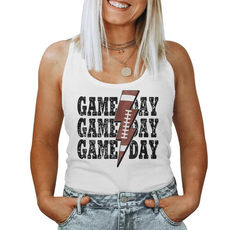 Game Day Football Season Lightning Bolt Funny Football Mom  Women Tank Top Basic Casual Daily Weekend Graphic
