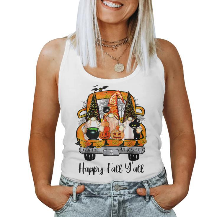 Gnome Witch Halloween Pumpkin Autumn Fall Happy Fall Yall  Women Tank Top Basic Casual Daily Weekend Graphic