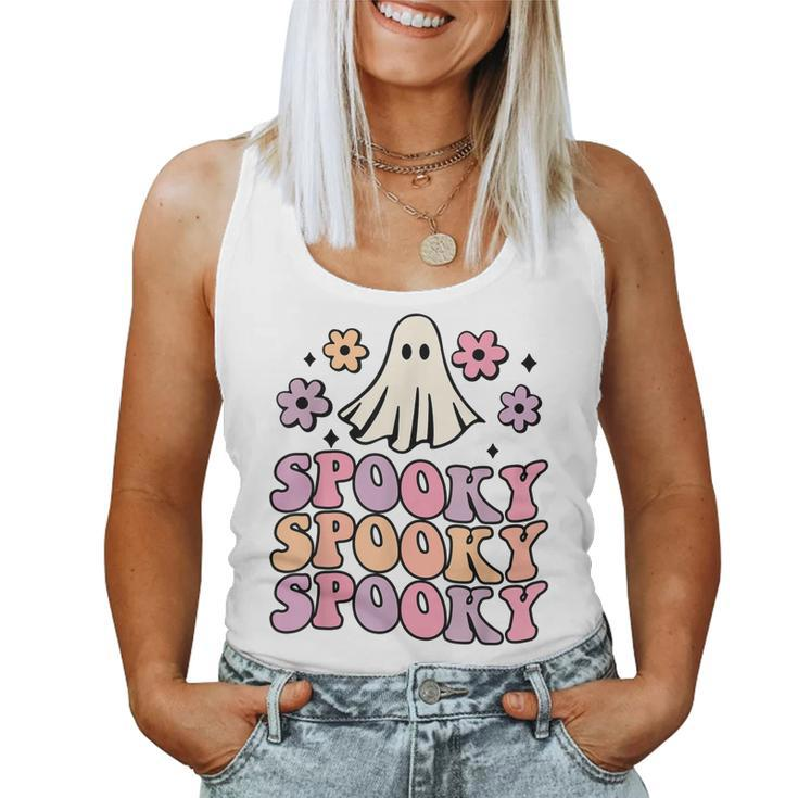 Halloween Retro Groovy Spooky Ghost Boo Funny Women Kids  V2 Women Tank Top Basic Casual Daily Weekend Graphic