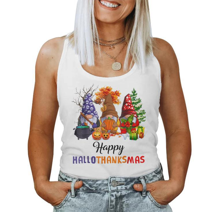 Halloween Thanksgiving Christmas Happy Hallothanksmas Gnomes  V11 Women Tank Top Basic Casual Daily Weekend Graphic