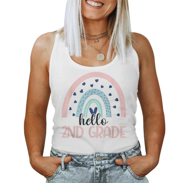 Hello Second Grade Back To School 2Nd Grade Rainbow Teacher  Women Tank Top Basic Casual Daily Weekend Graphic