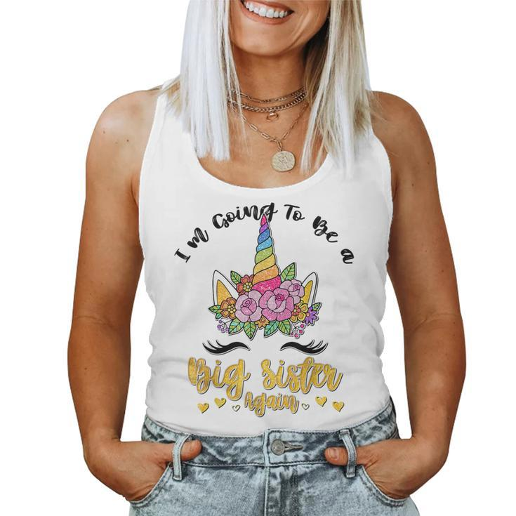 Im Going To Be A Big Sister Again Cute Unicorn Face Girl  Women Tank Top Basic Casual Daily Weekend Graphic