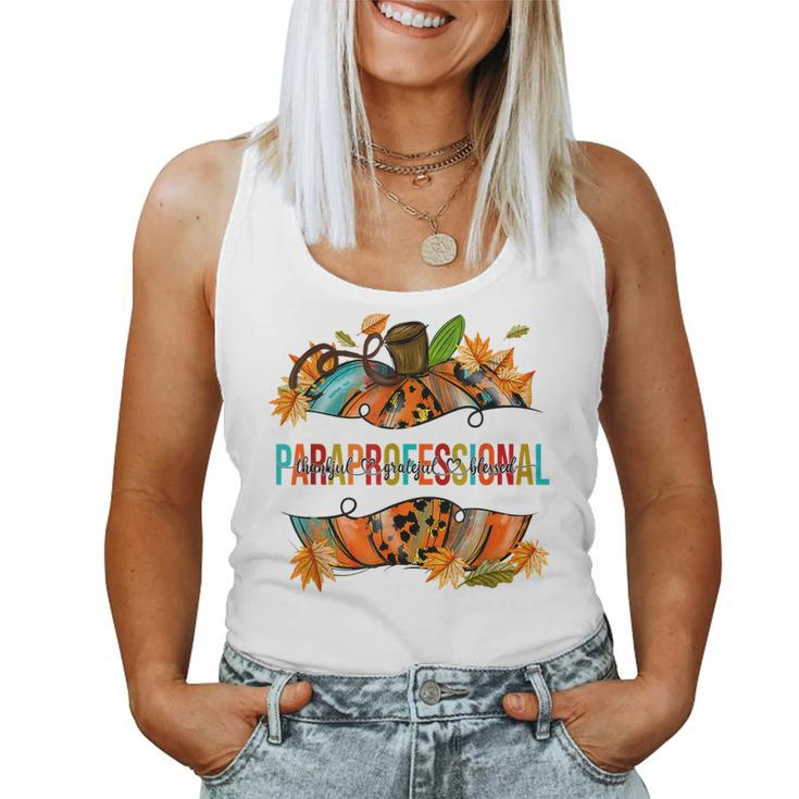 Paraprofessional Happy Fall Y’All Pumpkin Para Teacher Fall  Women Tank Top Basic Casual Daily Weekend Graphic