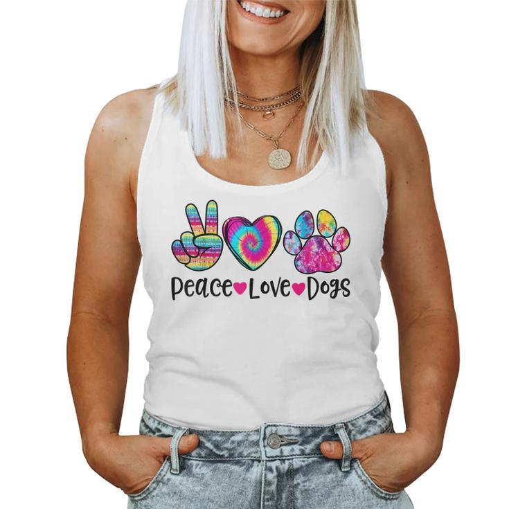 Peace Love Dogs Tie Dye Dog Paw Dog Mom Mothers Day  Women Tank Top Basic Casual Daily Weekend Graphic